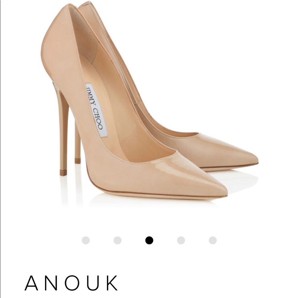 JIMMY CHOO ANOUK Patent Nude Stiletto Pump